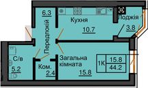 Однокімнатна квартира в Софія Резиденс! Простора 1к квартира без % !