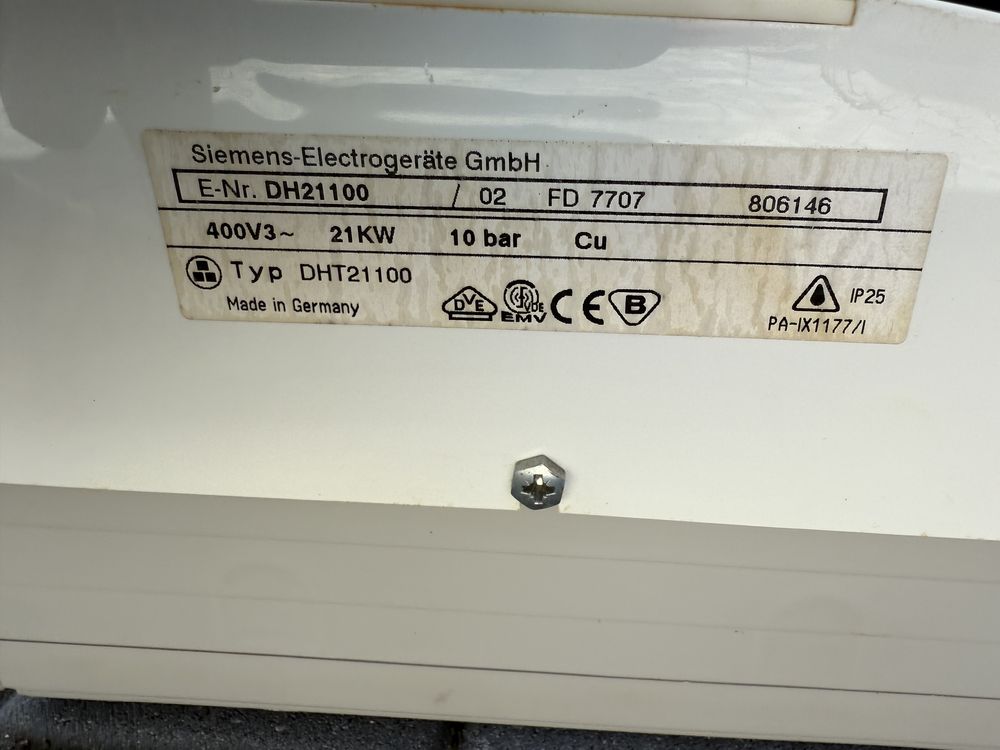 Podgrzewacz przepływowy Siemens DHT2100 – 21 kW, Made in Germany