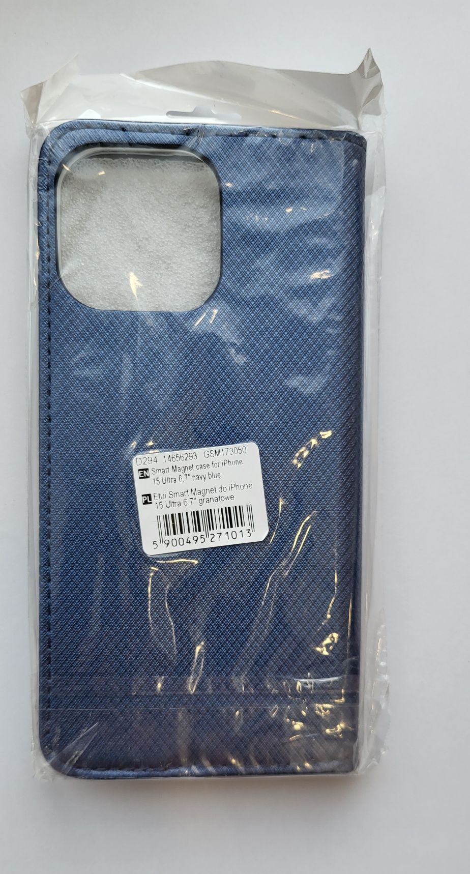 Futerał zamykany bocznie iPhone 15 Pro Max - granatowy