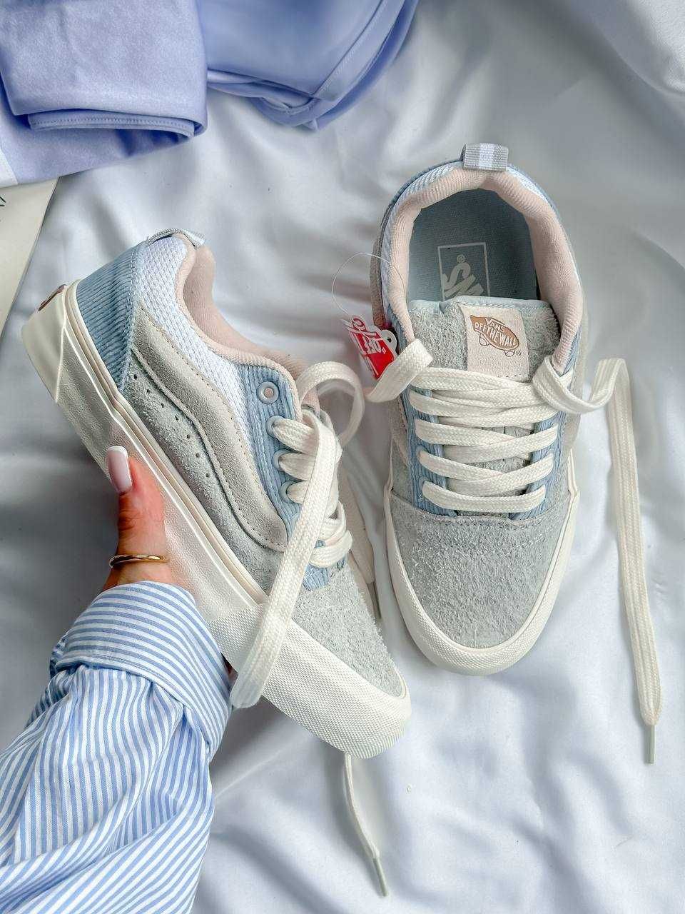36р Кеди Vans KNU School Light Blue Premium ванс венс блакитні білі