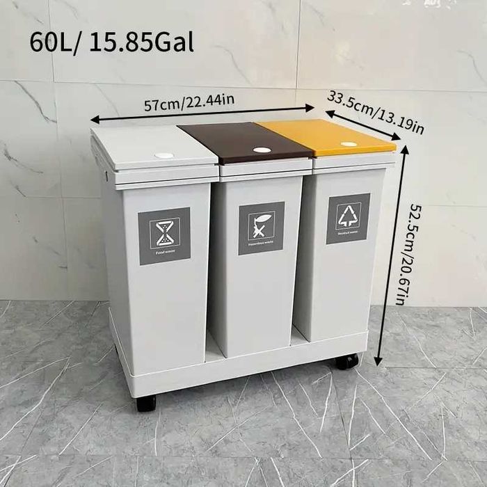 Caixote Separador Lixo Reciclagem Lixeira com Rodas - NOVO