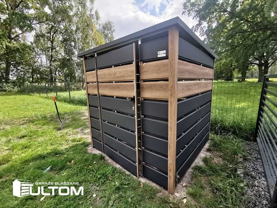 Wiata śmietnikowa blaszana, schowek na pojemniki na śmieci, śmietnik