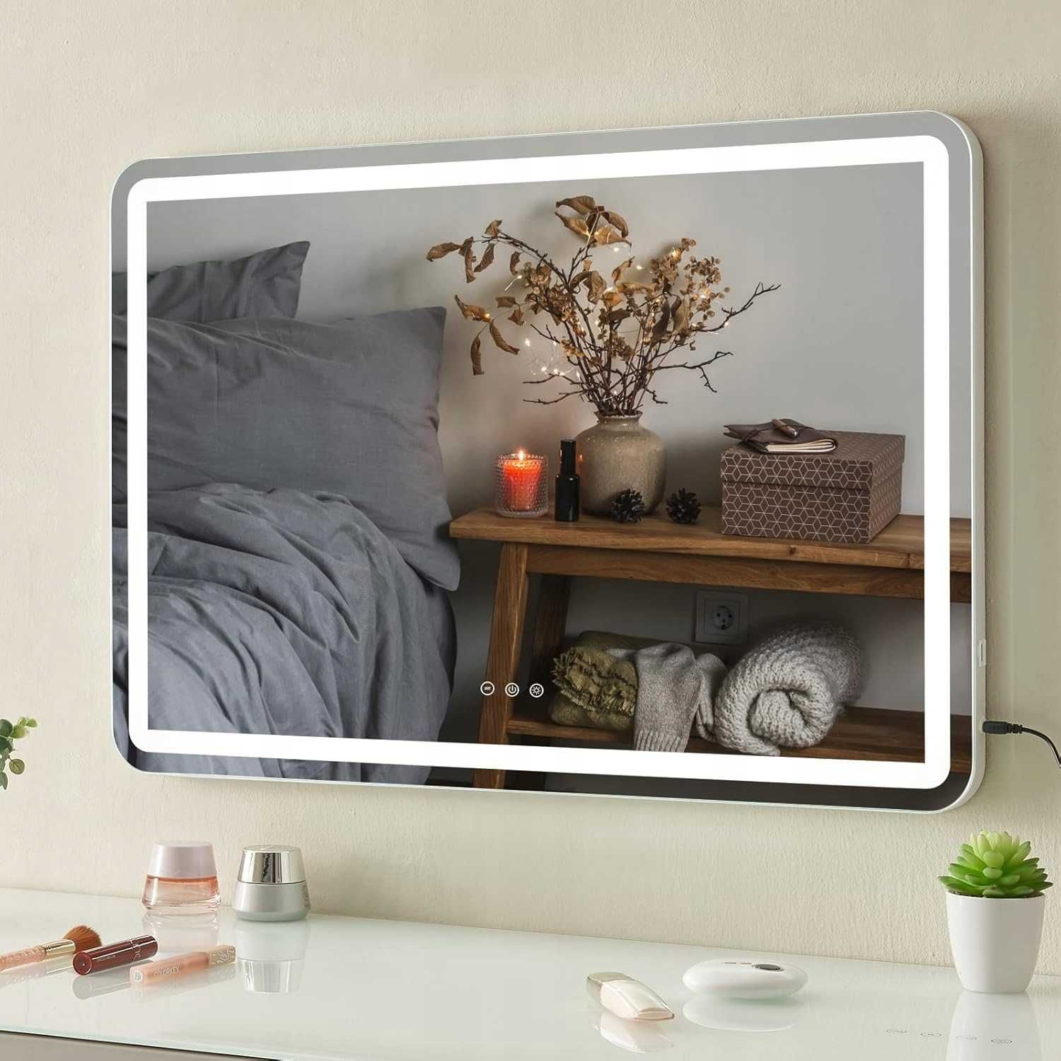 lustro hollywood z oświetleniem stojące prostokąt 800 x 550 mm