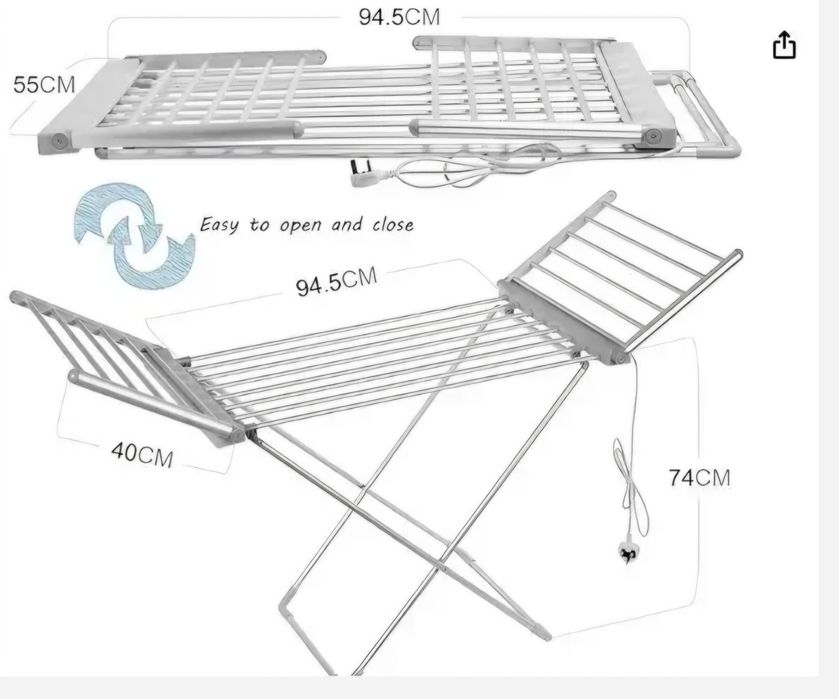 Електрична складна сушарка для білизни Rainberg з підігрівом і кришкою