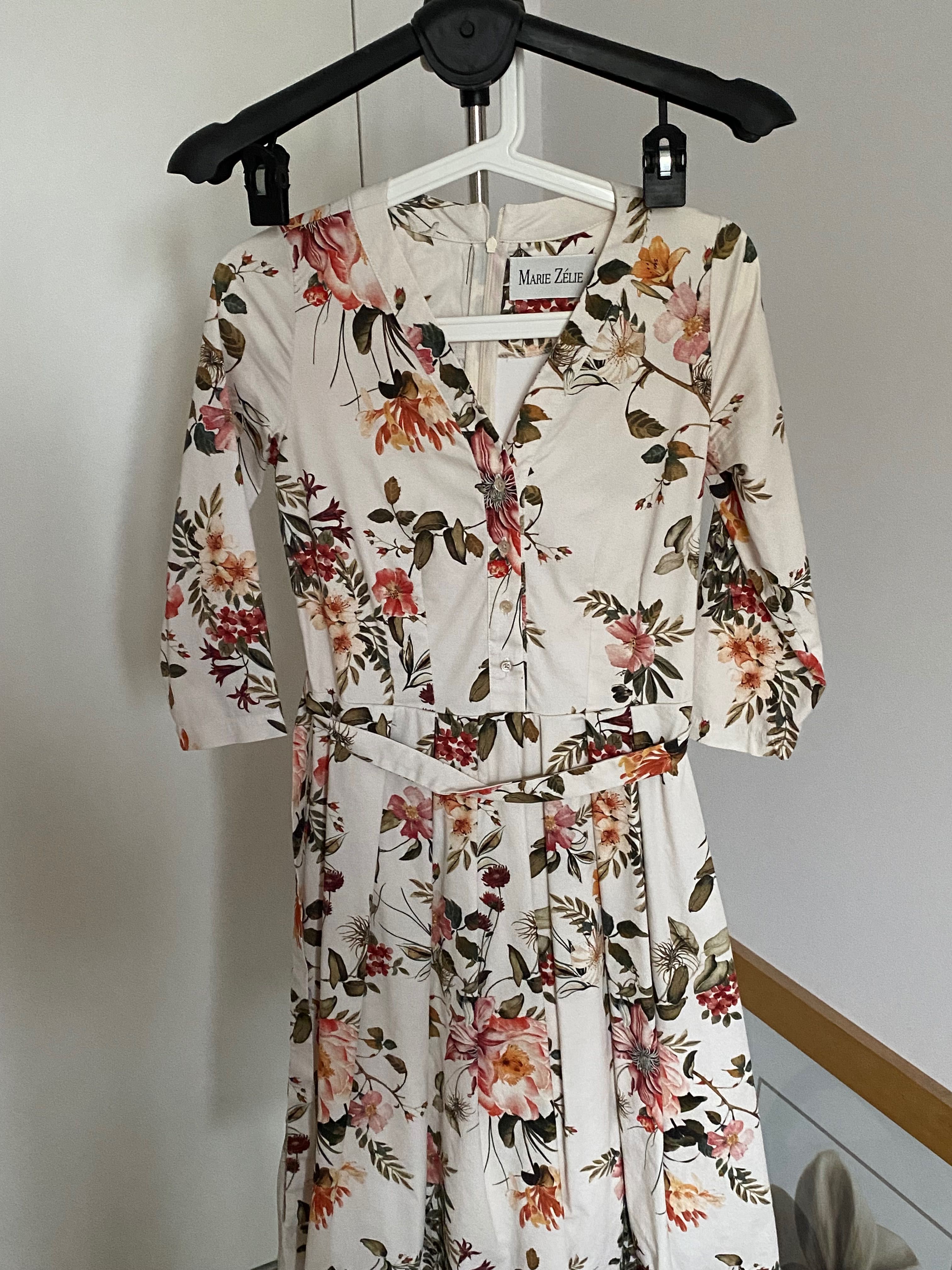 Sukienka kremowa w kwiaty Marie Zelie roz. 34