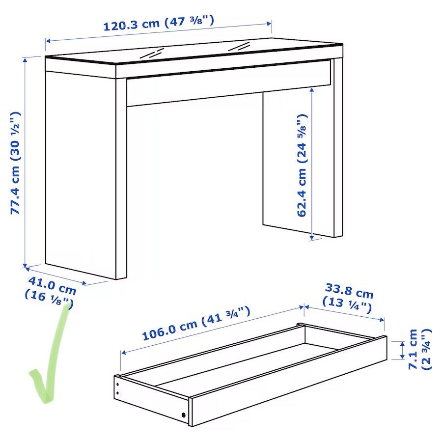 Ikea Malm biurko toaletka konsola lustro led Hollywood