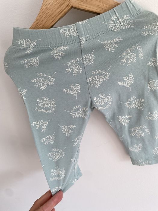 Legginsy lindex 62 miętowe w gałązki kwiatki