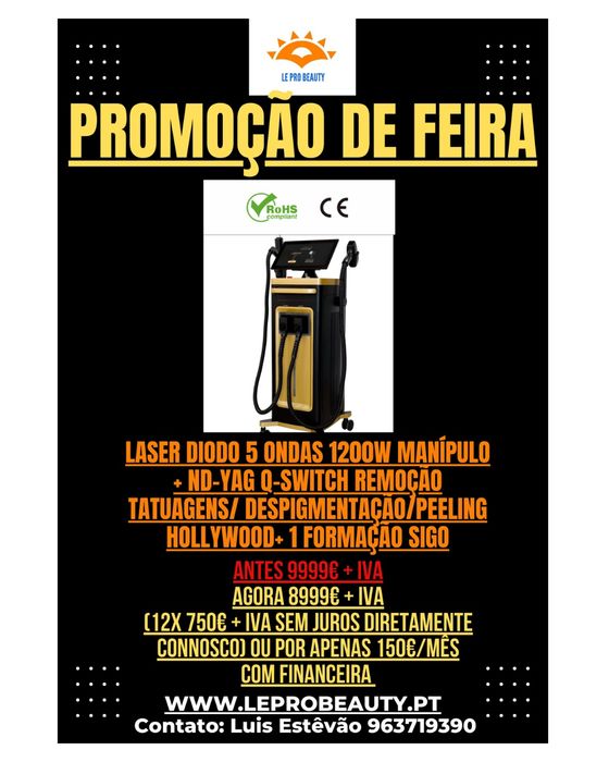 Laser diodo tripla onda depilação  + Nd-Yag Remoção tatuagens + Cursos