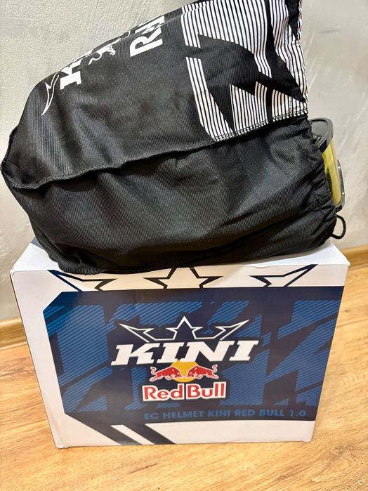 Szczękowy kask na rower MTB Kini Red Bull EC 1.0 niebiesko biały