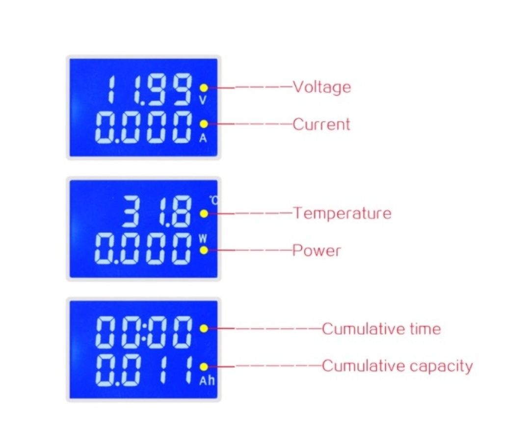 Вольтметр, амперметр, ваттметр, термометр. DC 0-100V.Тестер напряжения