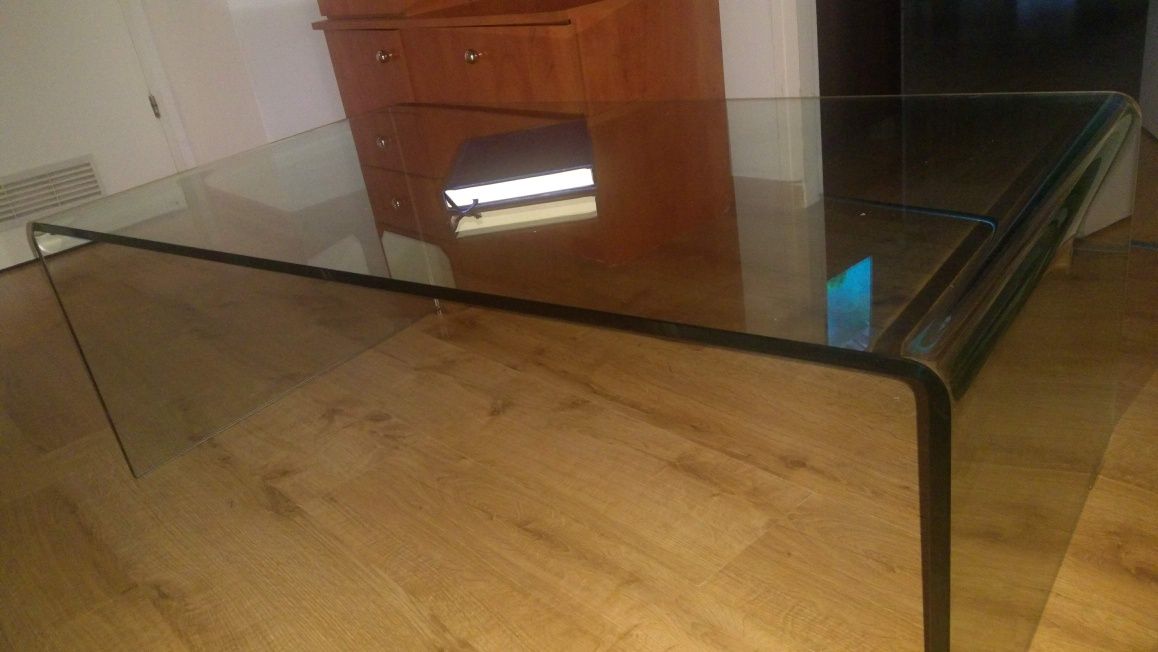 Ława prostokątna Kler ze szkła hartowanego giętego; unikatowy design