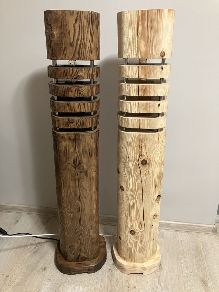 Lampa stojąca podłogowa drewniana