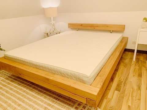 Łóżko podwójne drewniane | 180 x 220 cm | dąb naturalny