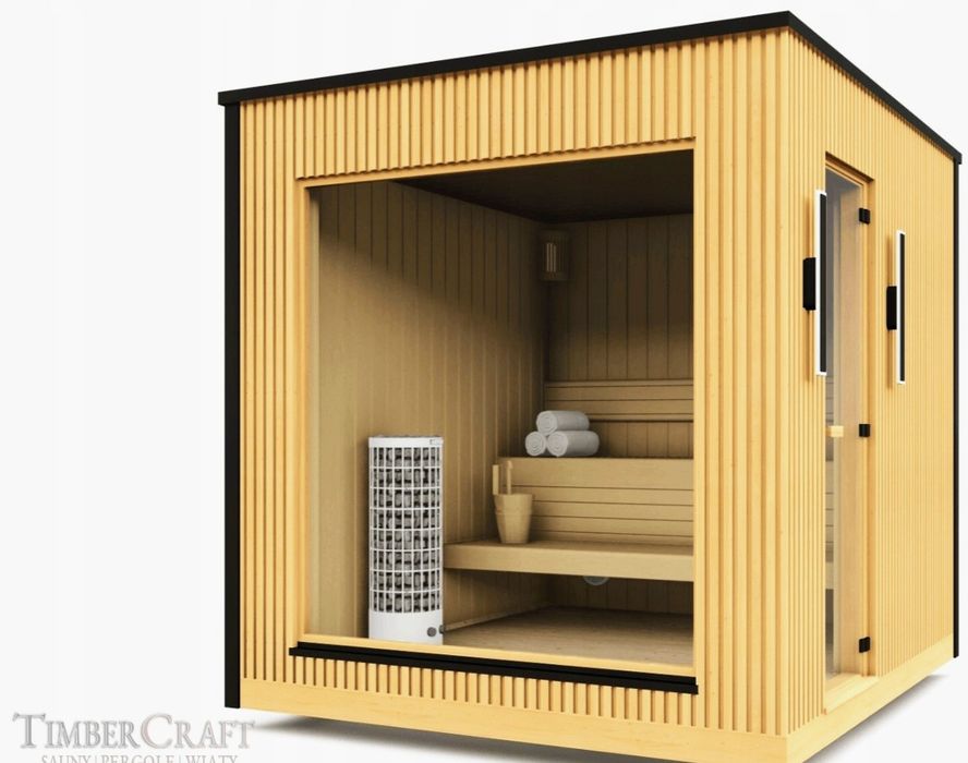 Sauna Ogrodowa Premium 250×230 | piec 9 kW | PANORAMA | CAŁOROCZNA