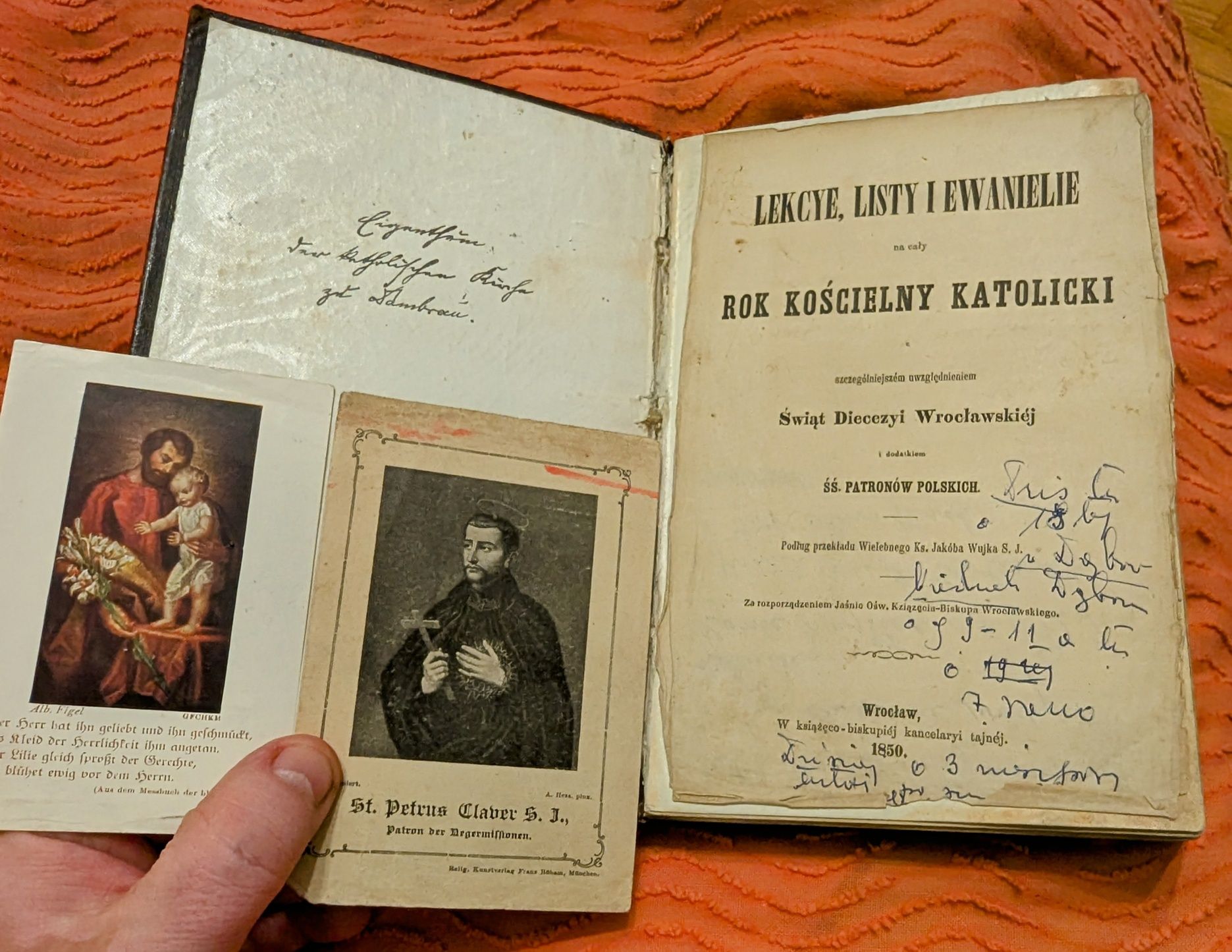 Stara książeczka do nabożeństwa 1850 Lekcye Listy i Ewanielie