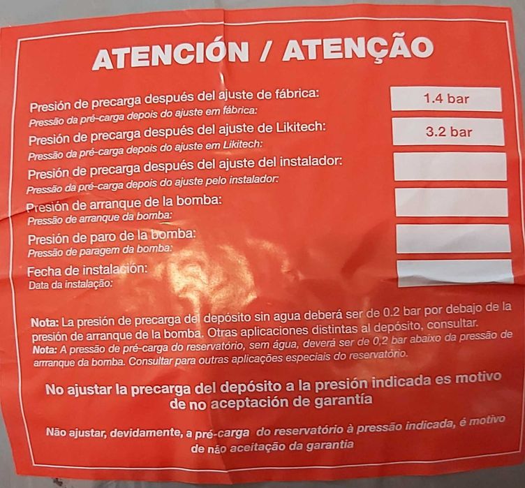 Tanque de pressão C2-Lite CAD 8 Modelo C2B-100LV, Novo