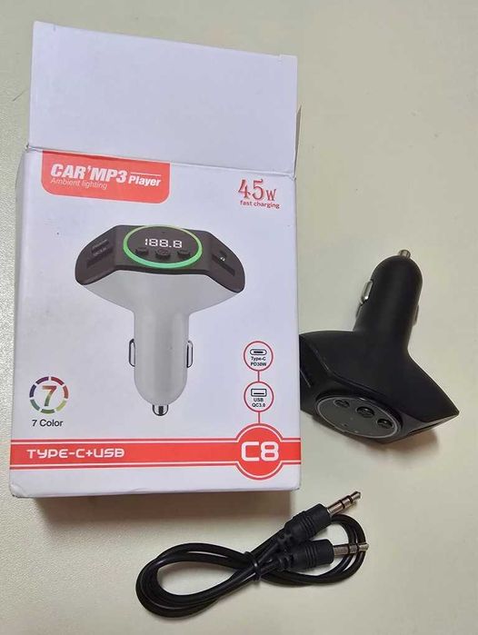 Nowy Transmiter samochodowy PD30W+QC3.0 Bluetooth 5.3