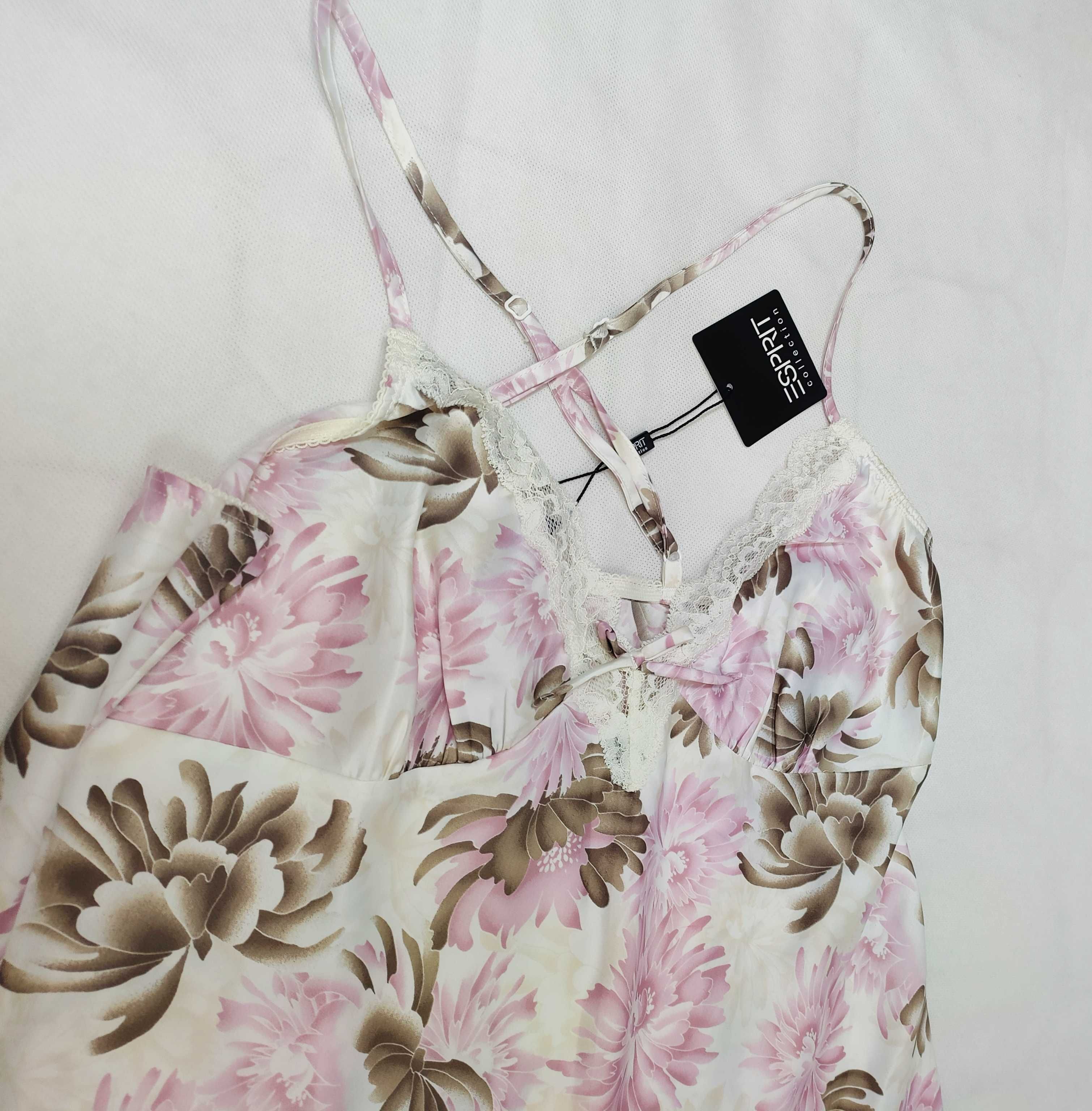 Piżama damska halka ESPRIT biała w kwiaty krótka z koronką 40 L