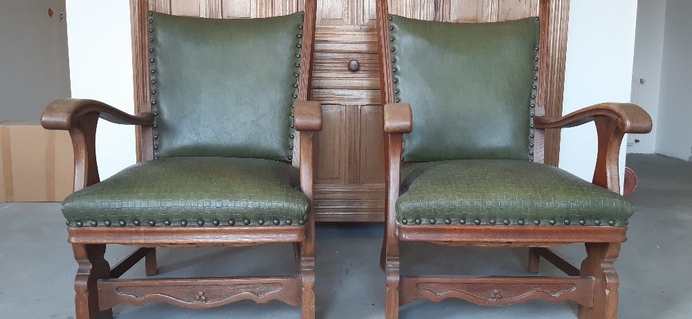 Sofa fotele zielona stylowa retro, vintage, rustykalna 175x55x100