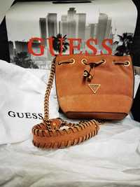 Guess mini bucket, skóra naturalna zamsz komplet