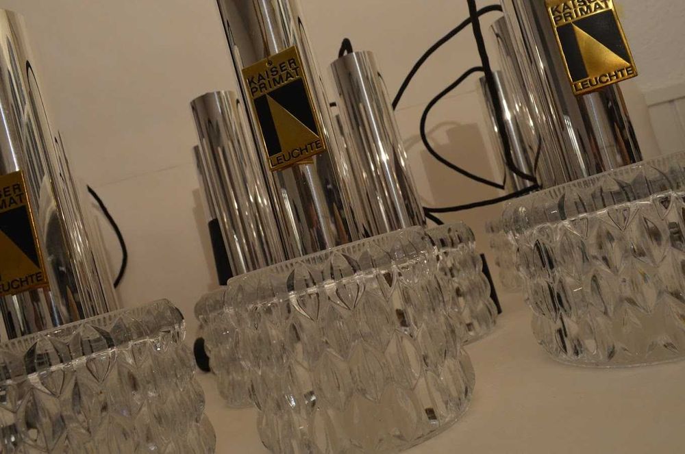 11x Vintage 60's 70's glass Lamp Kaiser Primat Leuchten