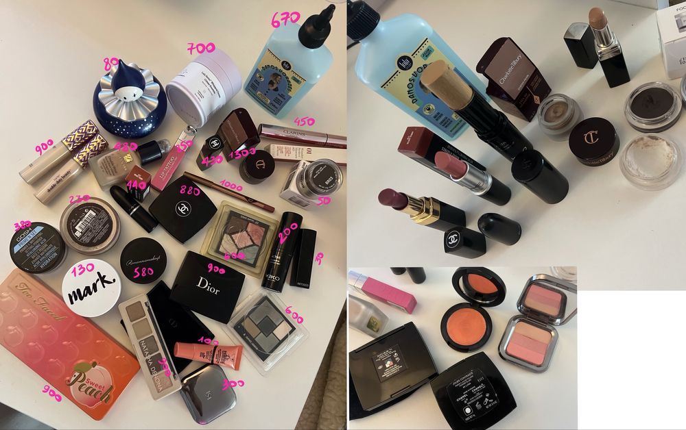 Лот косметики Lancome, Rhode, Charlotte Tilbury, Clarins, Denona