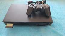 playstation 2 com comando e memory card
