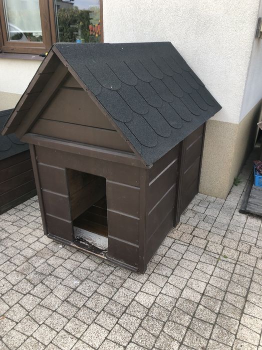 Duza buda dla psa drewniana, ocieplona