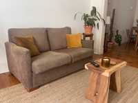 sofá cama de veludo marrom | Brown corduroy sofa bed