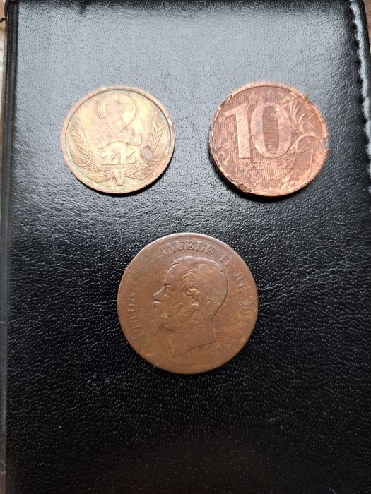Monety 5 centesimi z 1861r  2zł i 10 rubli