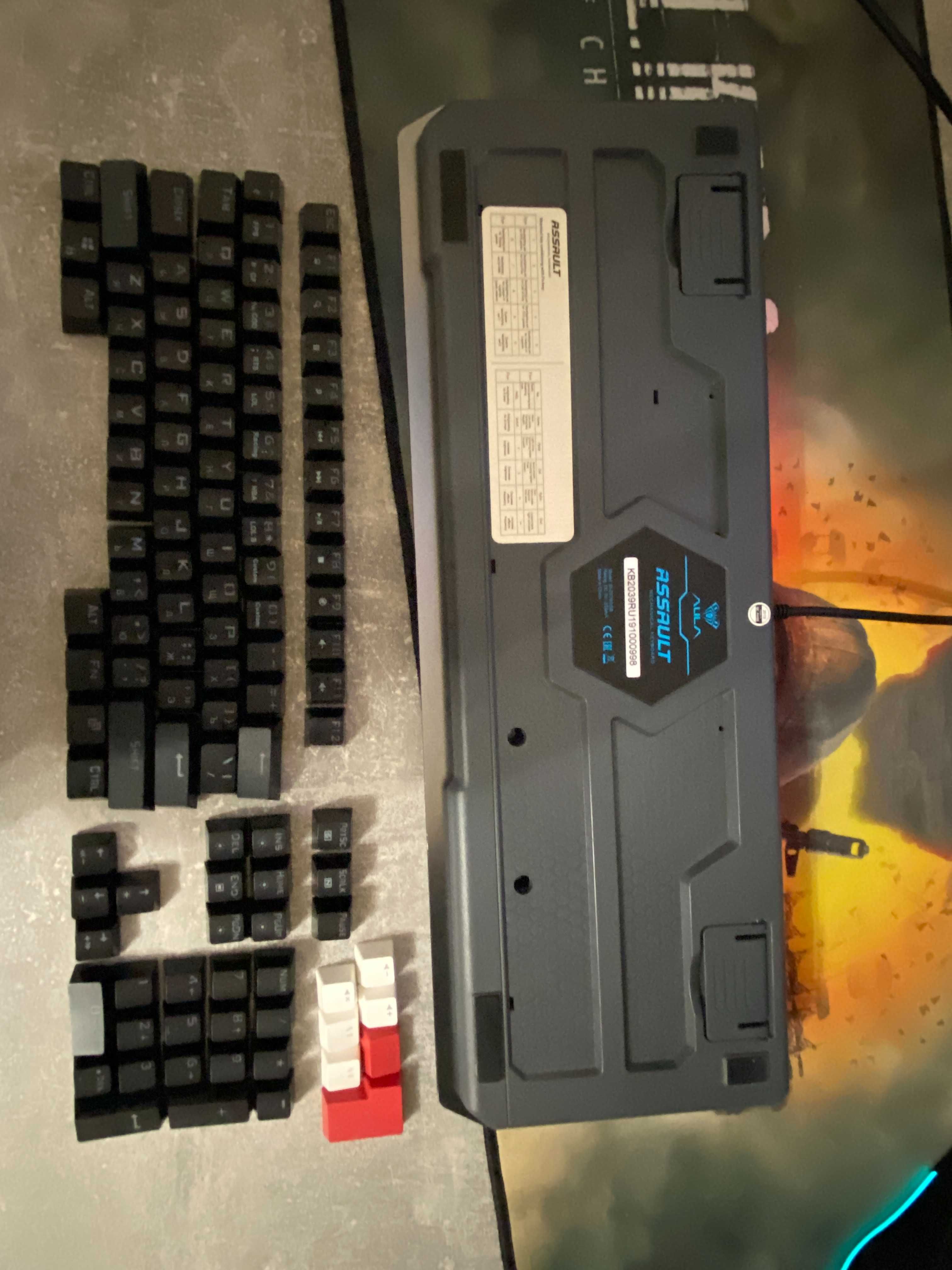 Клавиатура проводная игровая Aula Assault Mechanical KRGB BLU Metallic