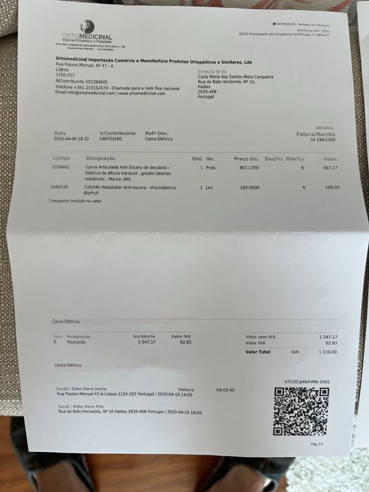 Cama articulada elétrica com colchao anti-escara -JMS