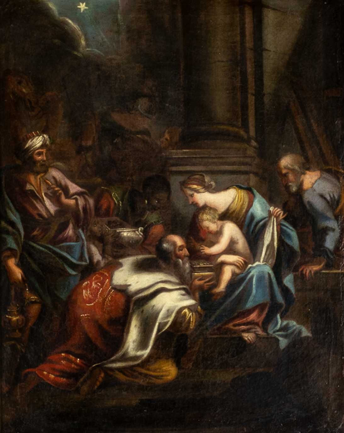 Pintura Adoração Magos Barroco Arte Sacra | século XVIII