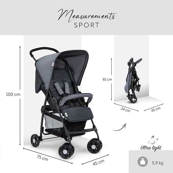 Hauck SPORT Wózek spacerowy, spacerówka Szara, Do 18 kg, powystawowa