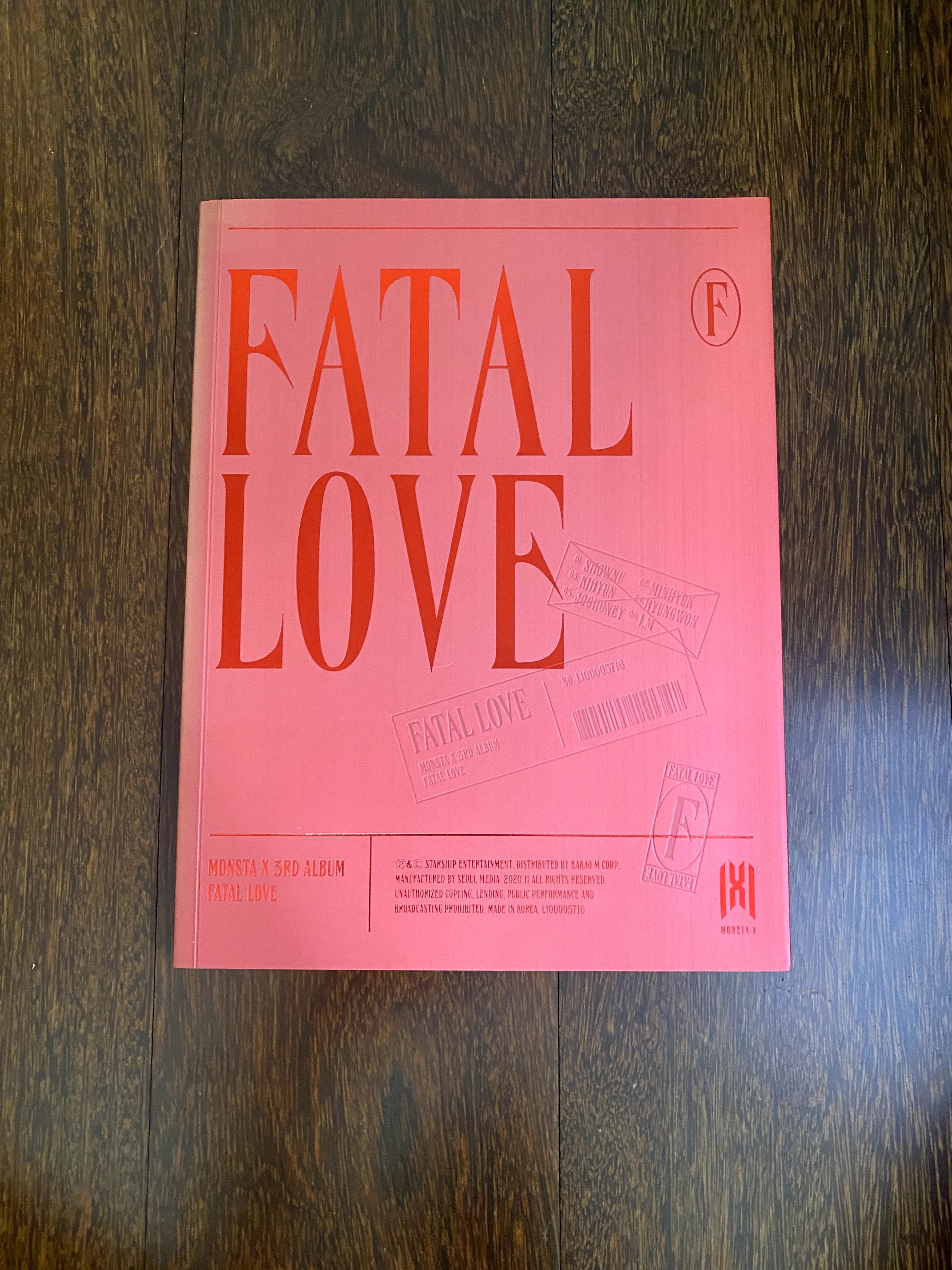 Monsta X Fatal Love álbum Kpop photocards incluídos