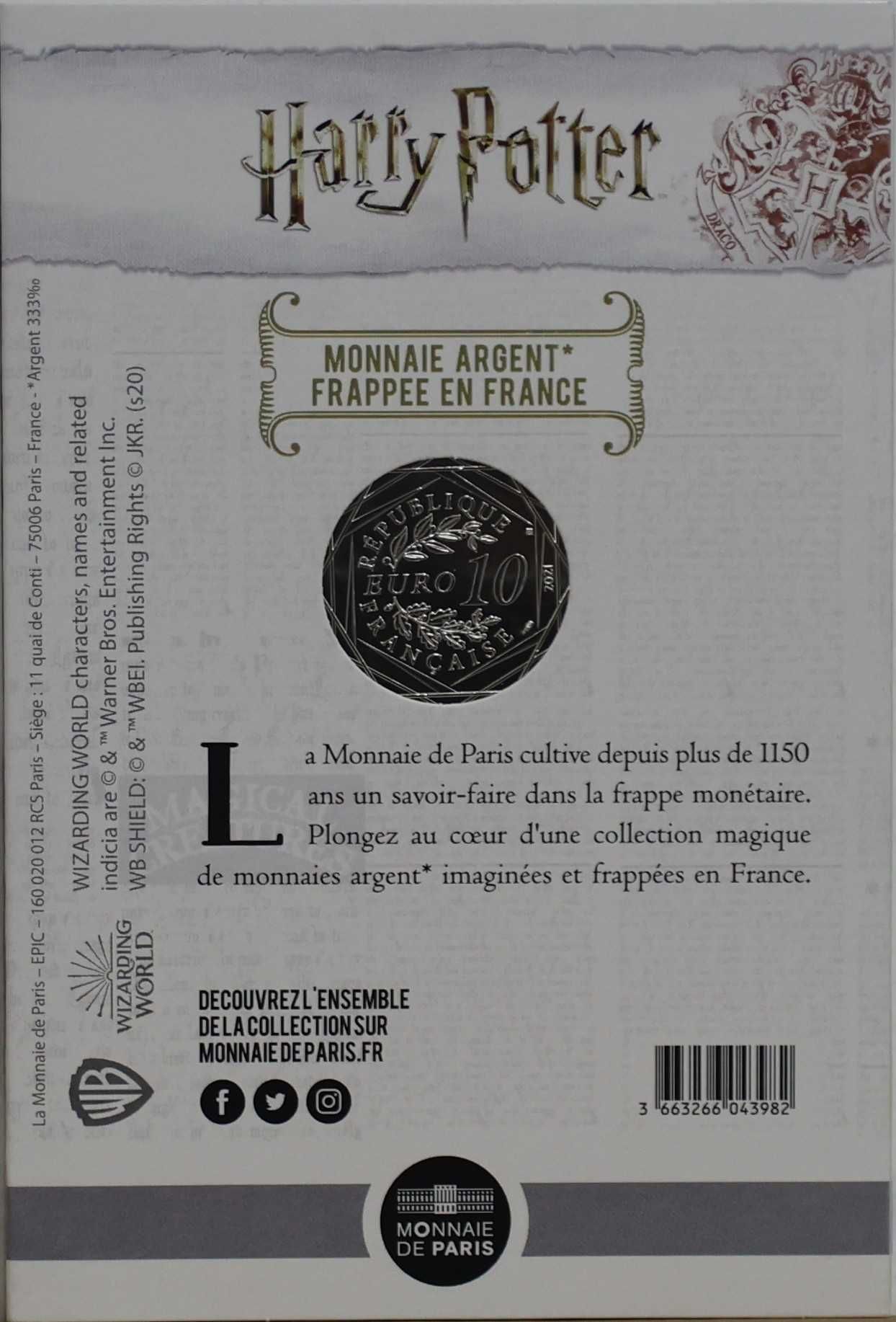 Moeda 10 € Prata - "Harry Potter e as Relíquias da Morte I" PostalCard