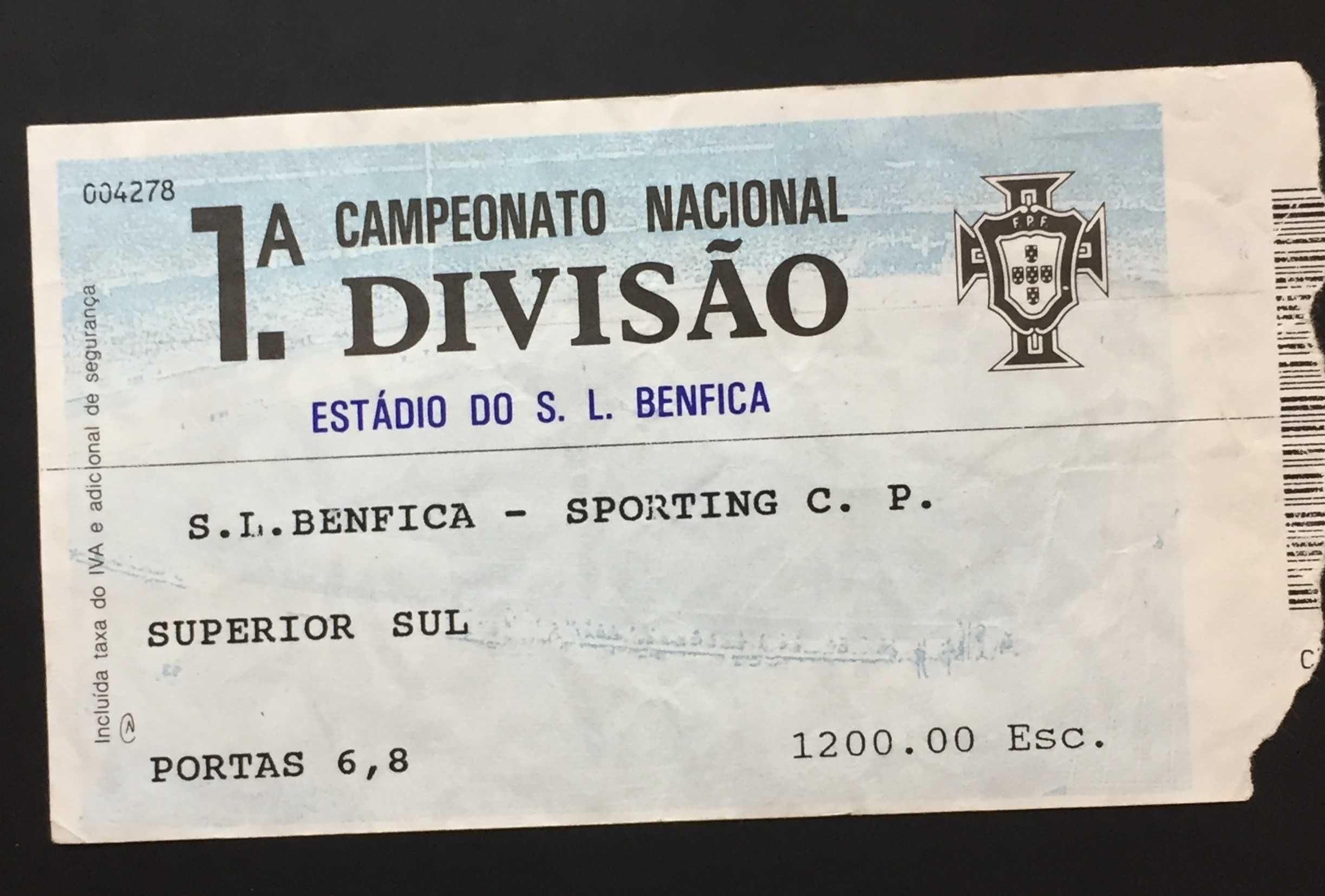 bilhete antigo futebol Campeonato Naconal 1995 BENFICA-SPORTING