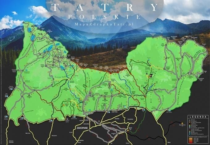 Mapa Zdrapka Tatry Polskie Motyw Górski