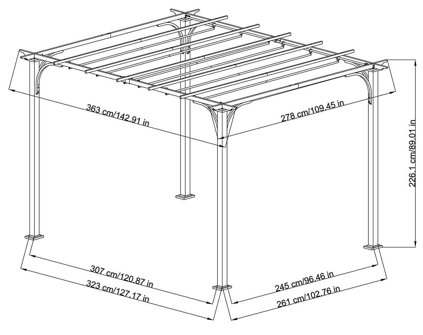 Pergola tarasowa 2,8x3,6 m pergola ogrodowa pawilon ogrodowy mocna