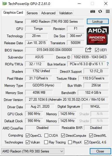 Відеокарта Asus Radeon R9 380X Strix 4GB GDDR5 (256bit) (970/5700)