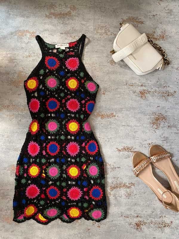 HM x Coachella szydełkowa sukienka kolorowa r XXS