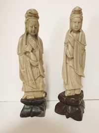 Lindas antigas esculturas asiáticas em pedra de sabão