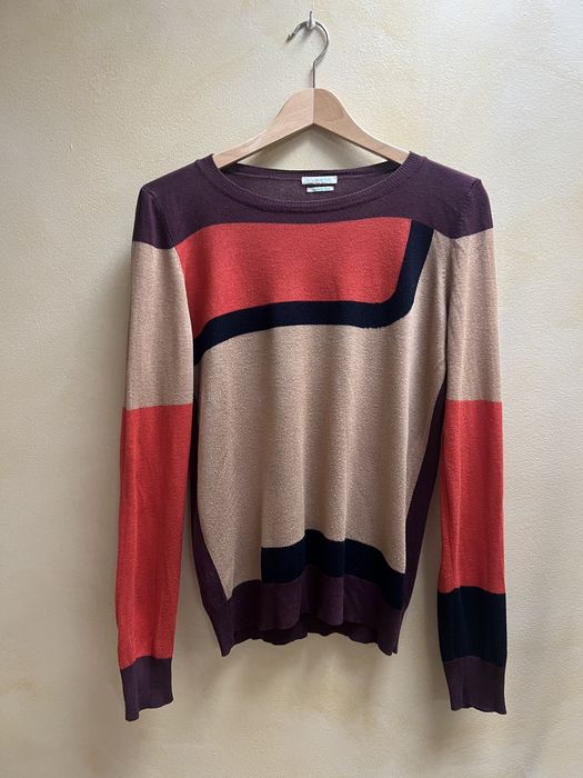 Benetton • sweter • kaszmir cashmere blend •  beż fiolet pomarańcz