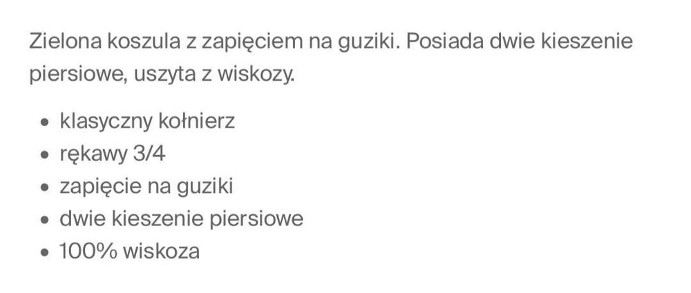 Koszula damska zielona Mohito rozmiar 42