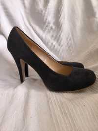 Giuliana Czarne zamszowe buty na wysokim obcasie 11 cm 40