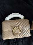 Pinko love lady puff mini chevron bezowa torebka