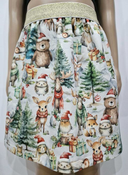 Spódniczka dziewczęca "Świąteczny las", rozm. 104/110 (4/5 lat)