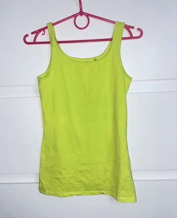 Crop top podkoszulka bluzka na ramiączkach neon neonowa new yorker