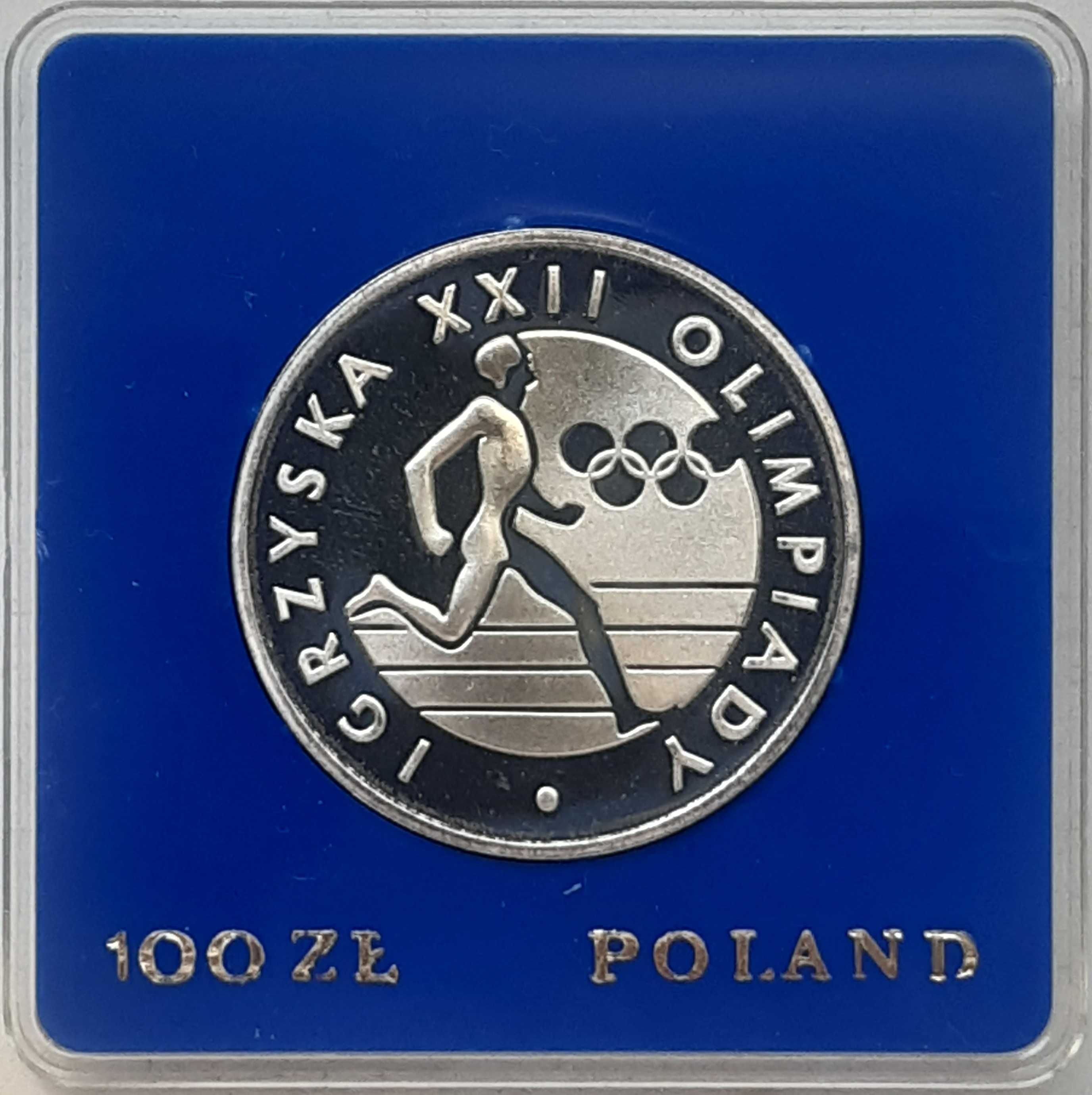 Moneta 100 zł 1980 Igrzyska XXII Olimpiady srebro lustrzanka