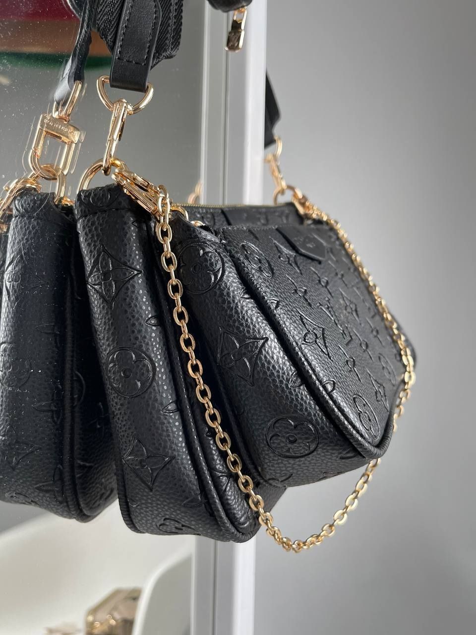 Женская черная сумочка Louis Vuitton, Multi Pochette сумка Луи Витон